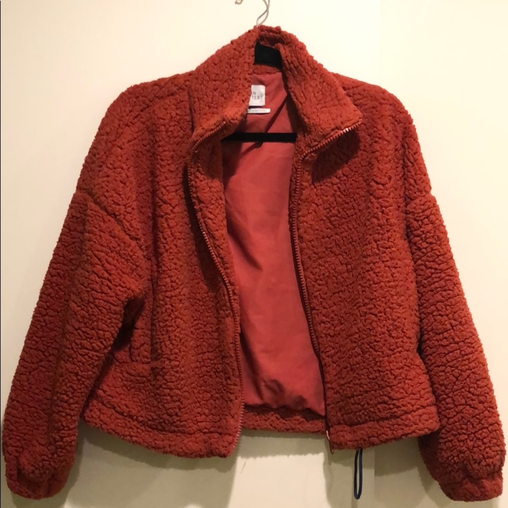 Crop teddy jacket